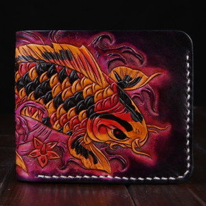 Fashion Men's Leather Carving Manual Wallet Q119-CJNS1702291