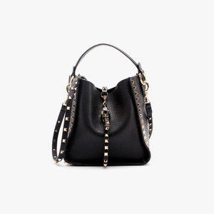 Color: Black, Size: L - Studded handbag leopard head shoulder soft cowhide mother bag bucket bag Q119-CJBHNSNS06257-Black-L
