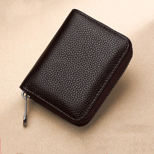 Color: Coffee, style: B - Anti Theft Brush Anti Degaussing Cowhide Card Holder Women's Leather Zipp Q119-CJNS105511308HS