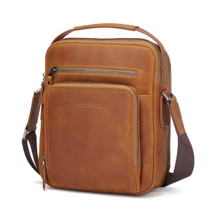 Color: green, Ships From: CN - BISON DENIM Classic Black Male Bag Genuine Leather Business Crossbod F640-12000032851433012
