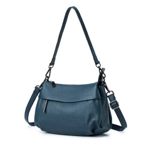 Color: Lake Blue - High Quality Real Leather Handbag Ladies' Genuine Leather Shoulder Bags Women's  F640-12000037636173040