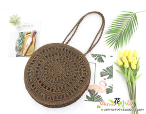 Color: Dark brown - Woven soft beach bag straw bag Q119-CJBHNSNS17663-Dark brown