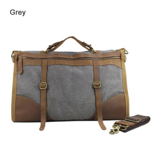 Color: GRAY - Vintage Retro military Canvas + Leather men travel bags luggage bags men weekend Bag  F640-59024861007