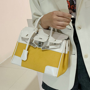 Color: Yellow, Size: S - Classic Platinum Pack  Fashion Tote Contrast Shoulder Messenger Bag Women' Q119-CJBHNSNS06102-Yellow-S