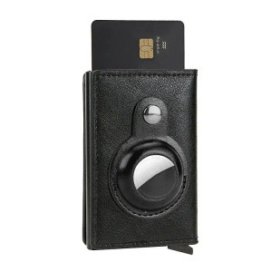 Color: black - Rfid Anti-theft ID Credit Card Holder Airtag Minimalist Thin Slim Aluminium Metal Wa F640-12000033131497428