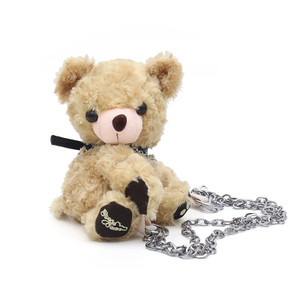 Color: Chain - Creative Teddy Bear Chain Plush One Shoulder Messenger Bag Q119-CJBHNSNS32118-Chain
