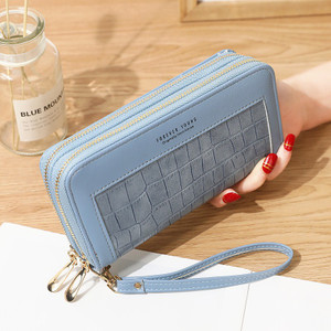 Color: A Blue - Ladies Long Large-capacity Double Zipper Wallet Q119-CJNS109477310JQ