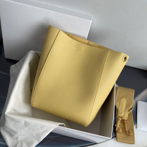 Color: Yellow, Size: 17.5x24.5x12cm - Cowhide Large Bucket Large Capacity Shoulder Bag Q119-CJNS168564401AZ