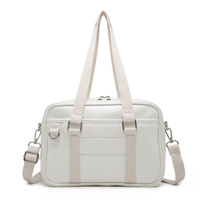Color: Pearl white, Size: S - JK handbag uniform shoulder bag Pu women''s bag simple leisure messen Q119-CJBHNSNS23236-Pearl white-S