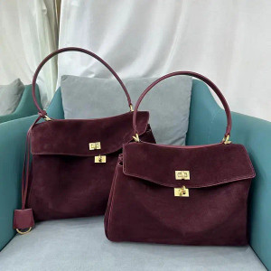 Color: Beige, Size: M - Luxury Design Women Tote Bag Suede Shoulder Bag High Quality Fashion Brown  F640-12000042179120501