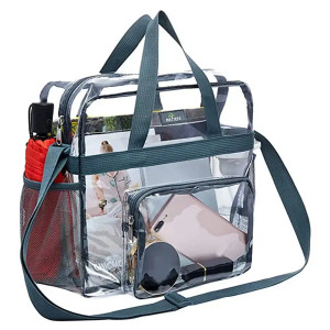 Color: black - Stadium Approved PVC Clear Purse Large Capacity Clear Bag Clear Crossbody Bag for Co F640-12000040195105662