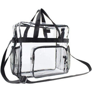 Color: Beige - Stadium Approved PVC Clear Purse Large Capacity Clear Bag Clear Crossbody Bag for Co F640-12000040195105661