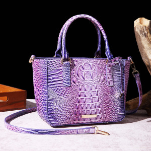 Color: Violet - Women's Fashion Retro Brahmin Crocodile Pattern Portable Underarm Messenger Bag Q119-CJNS203150615OL