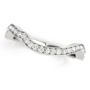 Size: 4.5 - 14k White Gold Milgrained Curve Style Diamond Wedding Band (1/5 cttw) P150-90606-4.5