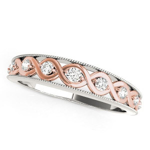 Size: 7.5 - 14k White And Rose Gold Infity Diamond Wedding Band (1/8 cttw) P150-63227-7.5