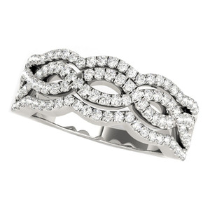 Size: 3 - Diamond Studded Ring with Four Curves in 14k White Gold (5/8 cttw) P150-50504-3