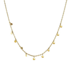 Size: 16'' - Choker Necklace with Hammered Beads in 14k Yellow Gold P150-50095-16