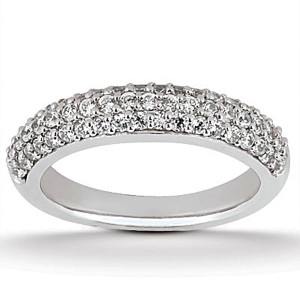 Size: 5 - 14k White Gold Triple Multi-Row Micro- Pave Diamond Wedding Ring Band P150-95233-5