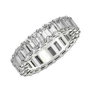Size: 6.5 - Emerald Cut Lab Grown Diamond Eternity Ring in 14k White Gold (2 cttw FG/VS2) P150-26064-6.5