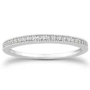 Size: 8 - 14k White Gold Diamond Micro Pave Diamond Milgrain Wedding Ring Band P150-79400-8