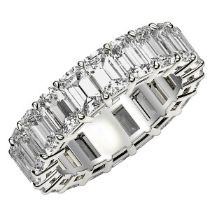 Size: 8.5 - Emerald Cut Lab Grown Diamond Eternity Ring in 14k White Gold (7 cttw FG/VS2) P150-73308-8.5