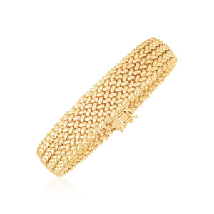 Size: 7'' - 14k Yellow Gold High Polish Thick Braided Bracelet (14.5mm) P150-40318-7