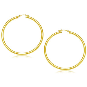 14k Yellow Gold Polished Hoop Earrings (3x50mm) P150-81969