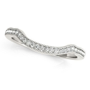 Size: 5.5 - 14k White Gold Curvy Style Pave Set Diamond Wedding Band (1/6 cttw) P150-93583-5.5
