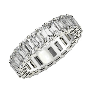 Size: 4.5 - Emerald Cut Lab Grown Diamond Eternity Ring in 14k White Gold (3 cttw FG/VS2) P150-09478-4.5
