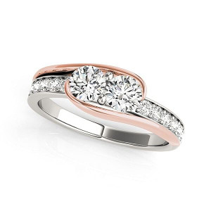 Size: 8 - Two Stone Diamond Ring in 14k White And Rose Gold (3/4 cttw) P150-87843-8