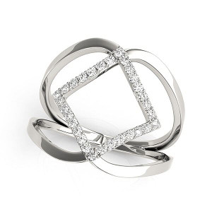 Size: 5.5 - 14k White Gold Interlaced Design Diamond Ring (1/5 cttw) P150-27933-5.5