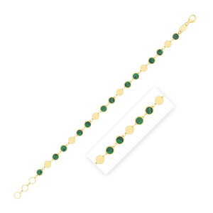 Size: 7.25 - Malachite Gem Alternating Bracelet in 14K Yellow Gold (5.00 mm) P150-06465-7.25