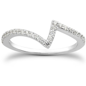 Size: 9 - 14k White Gold Fancy Zig Zag Pave Diamond Wedding Ring Band P150-59460-9