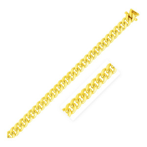 Size: 8.5'' - 7.0mm 14k Yellow Gold Classic Miami Cuban Solid Bracelet P150-48939-8.5