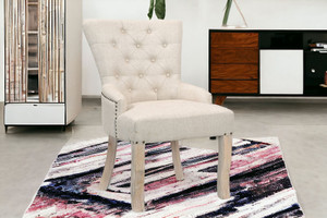 24" Beige Fabric Tufted Arm Chair N270-552136