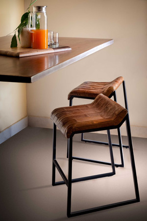 27 " Brown And Black Iron Backless Counter Height Bar Chair N270-374039