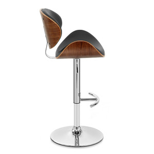 25" Black And Silver Faux Leather And Solid Wood Swivel Low Back Adjustable Height Bar Chair N270-477227