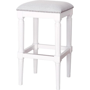31" Light Gray and White Solid Wood Backless Bar Height Bar Chair N270-534320
