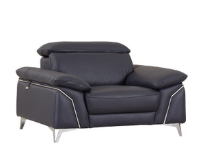 31" Navy Blue Genuine Italian Leather Chair N270-329690