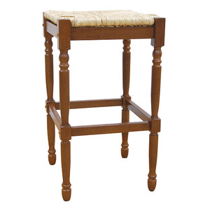 29" Natural And Brown Solid Wood Backless Bar Height Bar Chair N270-516147