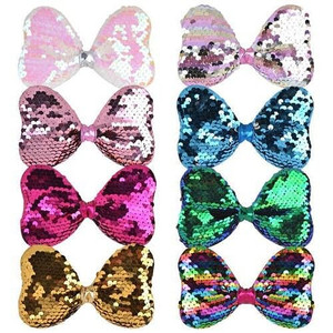 (8 pcs) Glistening Paillettes Bowknot High Fashion Design Baby Hair Clips Set A392-bbj102