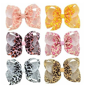 (6pcs) Leopard Prints Bowknot Design Baby Girl Hair Clip Set A392-bbj143