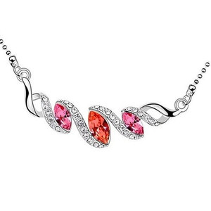 Red Austrian Crystal Spiral Mode Pendant Necklace A392-cnel0294