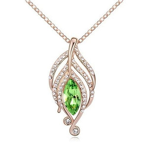 The Leaf Elves Design Austrian Crystal Necklace - Olive A392-cnel0397