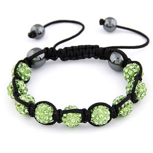 Rhinestone Ball Weaving Bracelet - Green A392-fabr0090