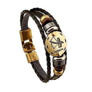 12 Constellation Theme Fashion Leather Bracelet - Sagittarius A392-fabr2127