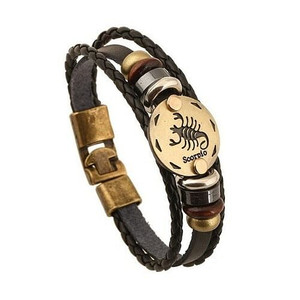12 Constellation Theme Fashion Leather Bracelet - Scorpio A392-fabr2130