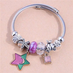 Romantic Star and Beads Pendant High Fashion Women Friendship Bracelet A392-fabr2688