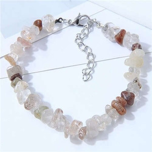 Seashore Stone Fashion Unique Gravel Design Women Wholesale Bracelet - White A392-fabr2701