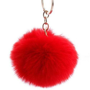 Minimalist Design Popular Style Sweet Fluffy Ball Bag Decoration Key Ring - Red A392-fakc0011